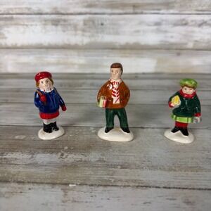 Vtg Department 56 Snow Village School Children Set of 3 Holiday Figurines w/Box